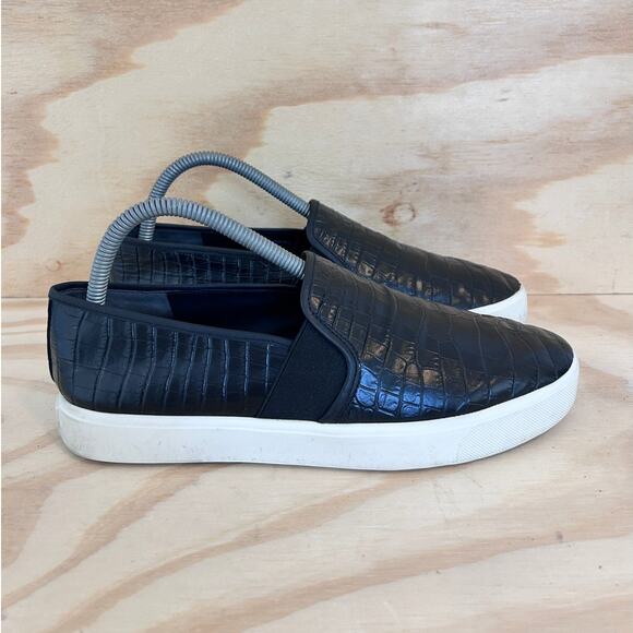Vince - Preston Croc-Embossed - Slip-On Sneakers - Black - Women's - 8.5M - Picture 1 of 9